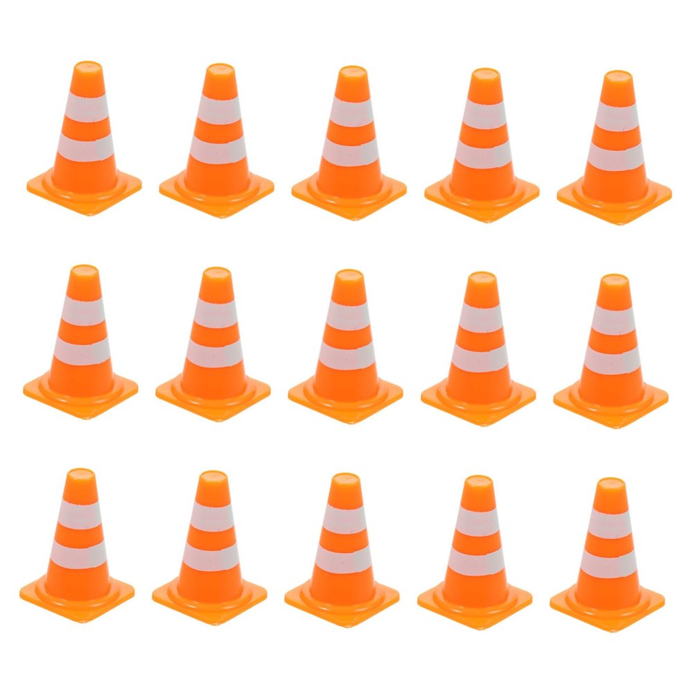 BESPORTBLE Mini Traffic Cones: 30Pcs Plastic Miniature Road Safety Cones, Mini Orange Roadblock Signs Traffic Caution Signs for Sports Training Micro Landscape Sand Table