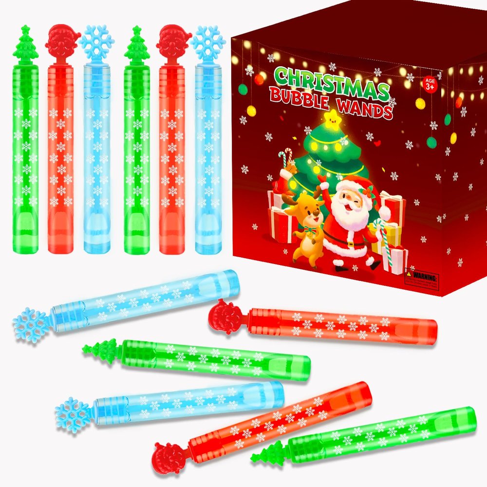 Bulk Christmas Giveaways for Toddlers 200 Pack, Xmas Mini Bubbles Toys Gifts Party Favor Supplies Bulk for Kids, Goody Treat Bag Stocking Stuffer Filler Preschool Prizes Activities for Boys Girls