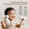 Evoceler 2 PCS Koala Rattles & Shaker Toys with Embroidered Details, Wooden Teething Ring Baby Toys, BPA-Free Sensory Toys for 0-3-6-12 Months, Squeaky Infant Toy, Ideal Baby Shower Boy Girl Gift view 2