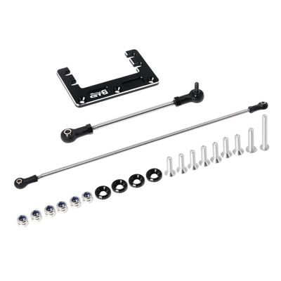 GTBRacing CNC Aluminum Steering Servo Mount W/Stainless Steel Rods for 1/8 RC Car Kyosho Foxx Mad Force Upgrade Part (Black)