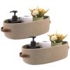 2-Piece Oval Storage Baskets, Woven Cotton with Leather Handles, Perfect for Nursery and Bathroom Organization view 1