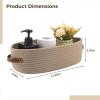 2-Piece Oval Storage Baskets, Woven Cotton with Leather Handles, Perfect for Nursery and Bathroom Organization view 2