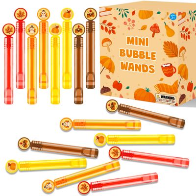 Fall Goodie Treat Bag Stuffers Prizes for Kids 32 Pack, Autumn Small Bubbles Party Favors Supplies for Toddlers, Thanksgiving Friendsgiving Birthday Classroom Toys Gifts Basket Trinkets Decorations