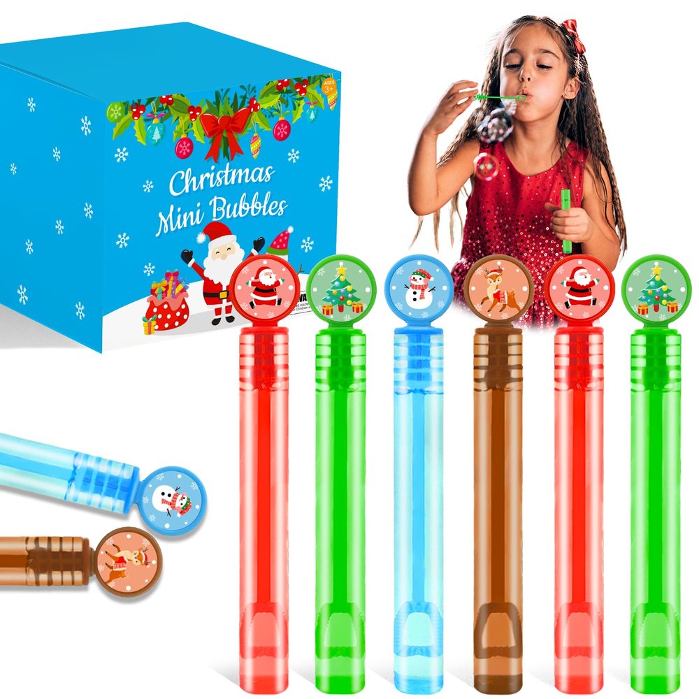 100 Pack Winter Small Gifts Toys Prizes for Kids, Bulk Easter Mini Bubble Wands Party Favors Accessories for Toddlers, Holiday Non Candy Treats Goodie Bag Stuffers Fillers for Boys Girls