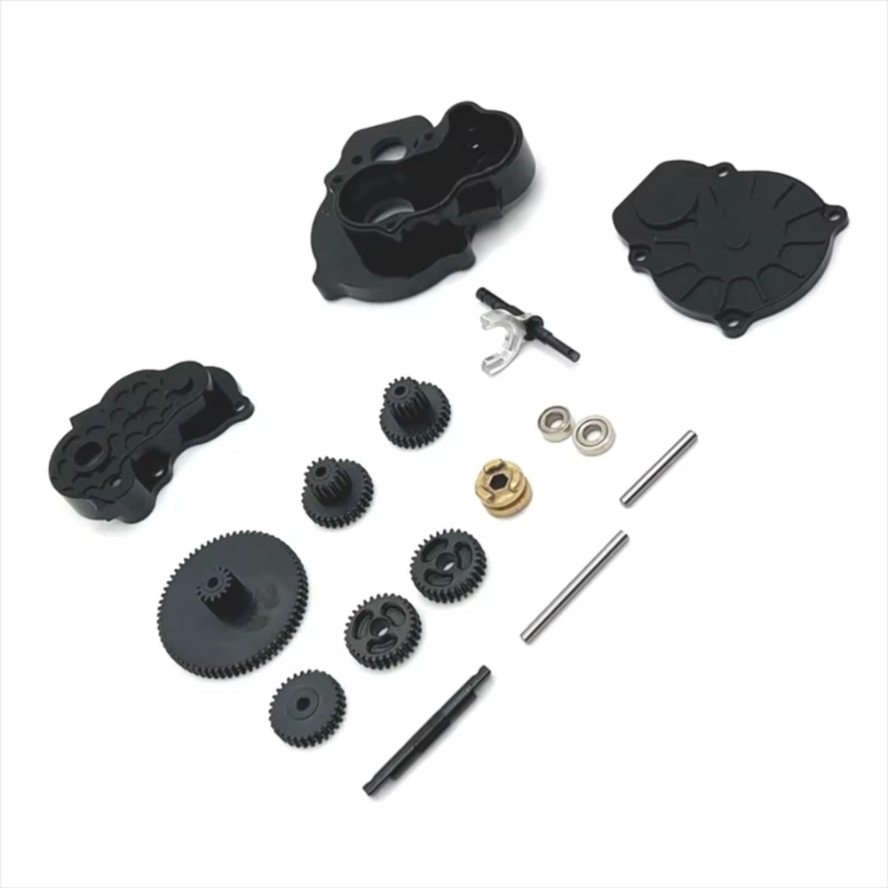 RC Car Accessories for FMS Xiaoqi Crusher Suitable for FCX24 for FCX18 K5 1/24 Metal Upgraded Version Dual Speed Transmission Remote Control Car Upgrade Parts(Black)