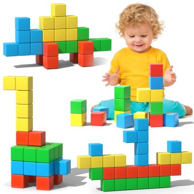 Veneibe Magnetic Blocks, 28PCS Magnetic Building Blocks, 1.34 inch 3D Cubes for Toddlers, Preschool Educational Construction Kit, Sensory Montessori Toys Kids Blocks for Boys Girls