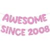 Fulmoon 18th Birthday Decorations Banner for Girls Boy Pre Strung Awesome Since 2008 Glitter Banner Happy Funny 18 Year Old Birthday Decorations 18th Anniversary Party(Pink) view 1