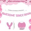 Fulmoon 18th Birthday Decorations Banner for Girls Boy Pre Strung Awesome Since 2008 Glitter Banner Happy Funny 18 Year Old Birthday Decorations 18th Anniversary Party(Pink) view 2