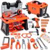 REXBETI Kids Tool Set with Box and Electronic Toy Drill, Pretend Play Kids Workbench Construction Kits, Toddler Tool Set, Birthday Gifts for Ages 3-8 Years Old view 1