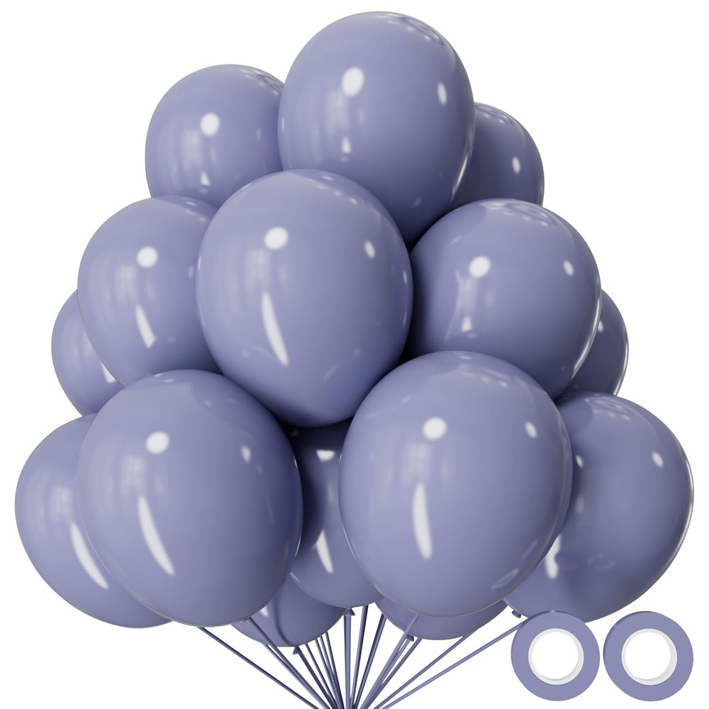 110pcs Dusty Blue Balloon 12 Inch, Blue Latex Balloons for Birthday Party Baby Shower Wedding(with 2 Ribbons).