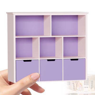 1:12 Scale Dollhouse Bookshelf, Elegant Doll House Book Shelf with Functional Storage, Perfect Doll House Accessories for Living Room or Bedroom
