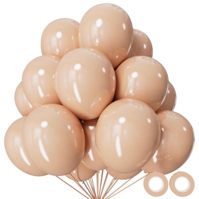 110pcs Nude Balloon 12 inch, Beige Latex Balloons for Birthday Party Baby Shower Wedding(with 2 Ribbons).