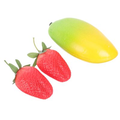 VICASKY 3pcs Musical Fruit Maracas Safe Simulation Fruit Percussion Instruments Mango Strawberry for Early Music Education and Interactive Play Lightweight Portable