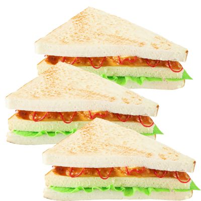 byepica 3 Pcs Realistic Fake Sandwiches for Photography and Decoration, Pu Resin Bread Models, Triangle Shape, Ideal for Home Kitchen and Party Displays