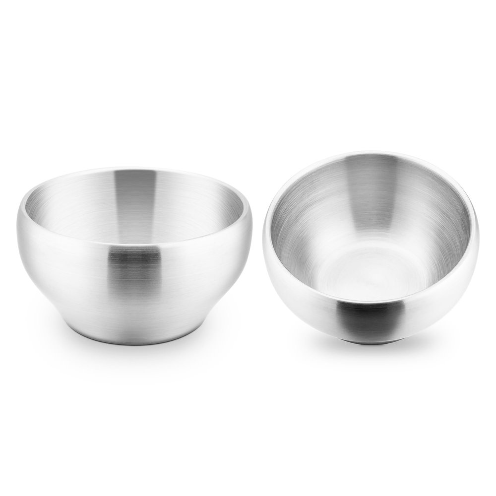 E-far Stainless Steel Bowls for Kids-2 Pack, 12OZ Double Walled Baby Toddler Bowls for Baby Food/Cereal/Snack, 18/10 Non-Toxic Metal & Unbreakable, Dishwasher Safe