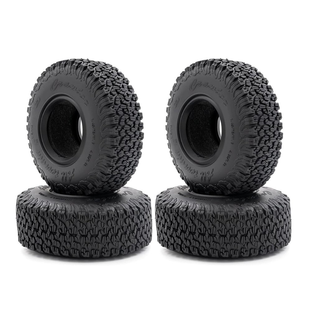 4pcs 1.9 Inch Rubber Tyre 110 * 45mm Compatible with 1/10 RC Crawler SCX10 90046 AXI03007 TRX4 VS4-10 Gen8 MST CFX(BlackGrey)