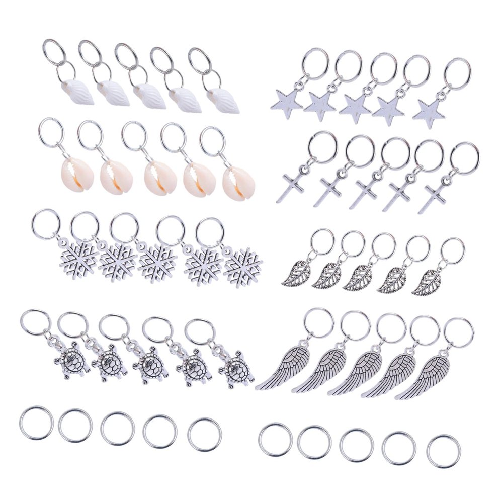 CTIRCHIU 50pcs Metal Hair Braid Rings Hair Jewelry Star Braid Rings DIY Decor Accessories