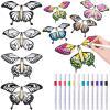 Seenelling 44 Pcs Flying Butterfly Craft Kit with 32 Wind up Butterflies and 12 Color Pens People Painting White Paper Butterflies DIY Toy for Party Game School Activity Birthday Gift (Style 2) view 1