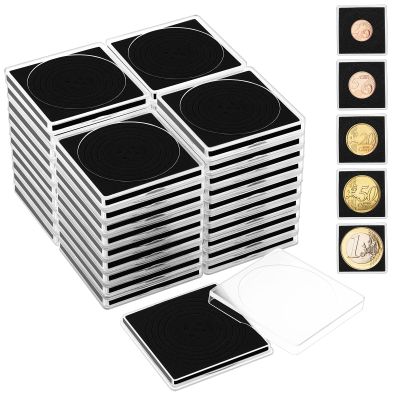 ENPOINT 40pcs Silver Dollar Coin Holders for Collectors - Clear Coin Capsules with 5 Sizes (20/25/30/35/40mm) Adjustable Black Gasket