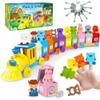 BOLZRA Farm Animals Train Toy for Toddlers 1 2 3 4 5 Years Old, Counting, Matching, Sorting Montessori Learning Toy with 11 Finger Puppets, Keys, Barns, Educational Christmas Birthday Gift for Kids view 1