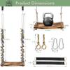 2026 Upgraded Wooden Swing Seat, 18"x 8", Hanging Tree Swing for Adults & Kids, 440lbs Load, Adjustable Nylon Rope & Tree Straps, Indoor/Outdoor Swings with Purple Floral Garland view 2