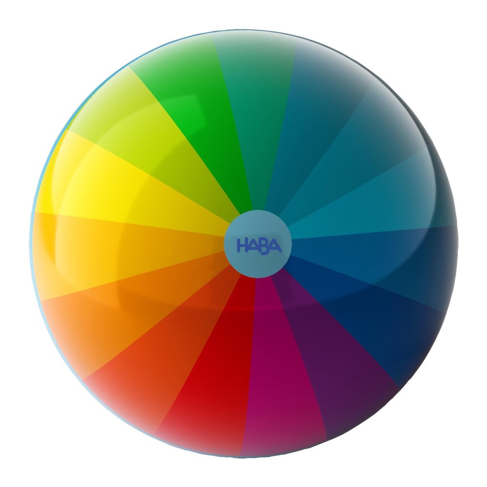 HABA 2012749001 Children's Rainbow Ball - 14 cm with Sturdy Plastic Valve - Rainbow Coloured Play Ball - Indoor and Outdoor - From 2 Years