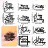 10 Pcs Black Happy Birthday Cake Topper Mirrored Side Cake Decorations Cake Inserts Cupcake Toppers Cake Decor for Birthday Party Cake Desserts view 2