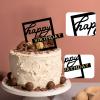 10 Pcs Black Happy Birthday Cake Topper Mirrored Side Cake Decorations Cake Inserts Cupcake Toppers Cake Decor for Birthday Party Cake Desserts view 3