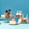 10 Pcs Black Happy Birthday Cake Topper Mirrored Side Cake Decorations Cake Inserts Cupcake Toppers Cake Decor for Birthday Party Cake Desserts view 4