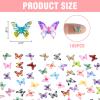 100 Pieces Tiny Butterfly Decor for Crafts Dollhouse Miniatures Resin Micro Butterfly for Dollhouse Fairy Garden Micro Landscaping Decoration view 3