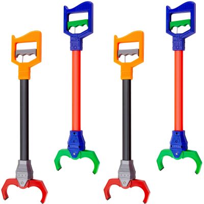 Lewtemi 4 Pcs Interactive Grabber Claw Robot Arm Pack Reacher Pickup Tool and Hand Eye Coordination Play, 18 Inch (Red,Green)