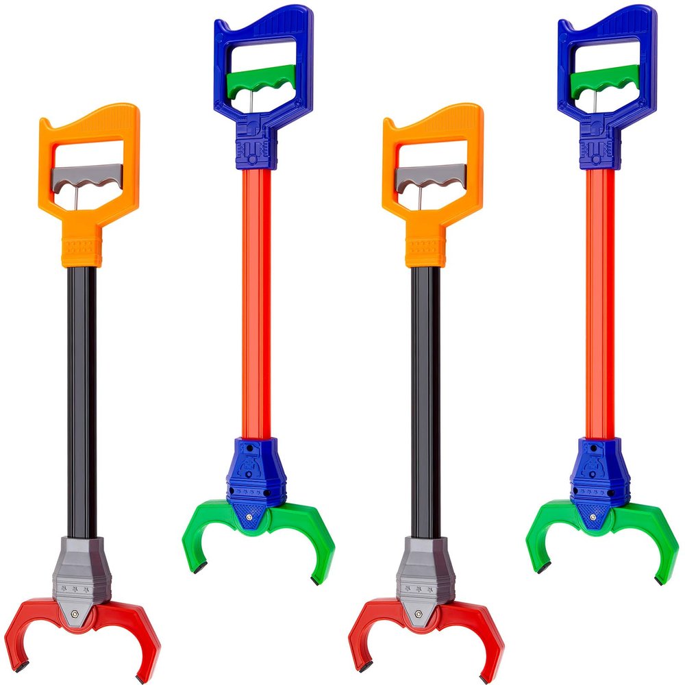 Lewtemi 4 Pcs Interactive Grabber Claw Robot Arm Pack Reacher Pickup Tool and Hand Eye Coordination Play, 18 Inch (Red,Green)