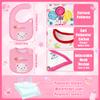 2ooya Cotton Waterproof Baby Bibs - 24Pcs Pink Adjustable Hook Loop Closure Food Bib Newborn Babies Infant Bibs Keepsake Baby Gift for Baby Girls Feeding Drooling Eating Teething, 6-12 Months view 2