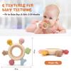 2 Pack Baby Teething Toys for 0-6 & 6-12 Month Infants, Silicone Baby Chew Toys with Wooden Ring Toy (for Newborn Boys & Girls), Ideal for Relieving Teething Discomfort & Soothing Fussy Moods view 3