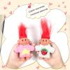 2 PCS Retro Lucky Troll Dolls in Hand-Knit Sweaters - Colorful, Adorable, Great for Collections, School Projects, Crafts & Party Favors (White&Pink) view 2