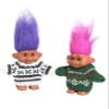 2 PCS Retro Lucky Troll Dolls in Hand-Knit Sweaters - Colorful, Adorable, Great for Collections, School Projects, Crafts & Party Favors (Black&Green) view 1