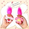 2 PCS Retro Lucky Troll Dolls in Hand-Knit Sweaters - Colorful, Adorable, Great for Collections, School Projects, Crafts & Party Favors (pink2) view 2