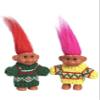 2 PCS Retro Lucky Troll Dolls in Hand-Knit Sweaters - Colorful, Adorable, Great for Collections, School Projects, Crafts & Party Favors (Green&Yellow) view 1
