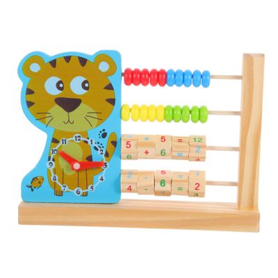 Toyvian Wooden Clock Abacus Beads Educational Toy for Boys and Girls Colorful Arithmetic Learning Tool Creative Calculation Stand for Early Childhood Development and Math Skills