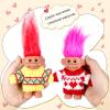 2 PCS Retro Lucky Troll Dolls in Hand-Knit Sweaters - Colorful, Adorable, Great for Collections, School Projects, Crafts & Party Favors (red&Yellow) view 2