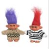 2 PCS Retro Lucky Troll Dolls in Hand-Knit Sweaters - Colorful, Adorable, Great for Collections, School Projects, Crafts & Party Favors (Black&Brown) view 1