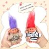 2 PCS Retro Lucky Troll Dolls in Hand-Knit Sweaters - Colorful, Adorable, Great for Collections, School Projects, Crafts & Party Favors (Black&Brown) view 2