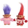 2 PCS Retro Lucky Troll Dolls in Hand-Knit Sweaters - Colorful, Adorable, Great for Collections, School Projects, Crafts & Party Favors (Pink&red) view 1
