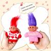 2 PCS Retro Lucky Troll Dolls in Hand-Knit Sweaters - Colorful, Adorable, Great for Collections, School Projects, Crafts & Party Favors (Pink&red) view 2