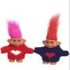 2 PCS Retro Lucky Troll Dolls in Hand-Knit Sweaters - Colorful, Adorable, Great for Collections, School Projects, Crafts & Party Favors (Blue&red) view 1