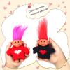 2 PCS Retro Lucky Troll Dolls in Hand-Knit Sweaters - Colorful, Adorable, Great for Collections, School Projects, Crafts & Party Favors (Blue&red) view 2