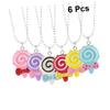 Abaodam 6pcs Cute Candy Color Lollipop Bowknot Necklaces for Girls Vibrant Resin Pendant Party Accessories for Festivals and Holidays view 3