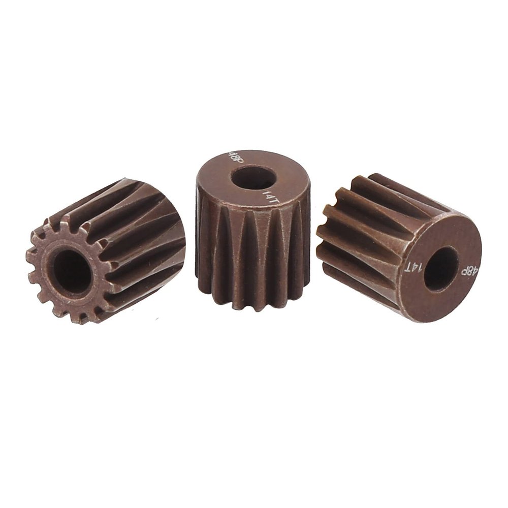 3PCS Red 3.175mm 48DP Gear for 1/10 RC Car Brushless Brushed Motor Quality Steel Sturdy 48DP Red 8DP 14T Gear14T Gear3.175mm