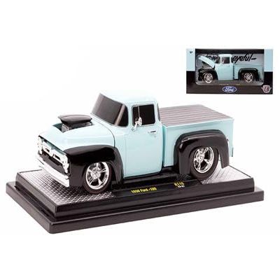 1956 F 100 Pickup Truck Light Blue and Black Limited Edition to 6250 Pieces Worldwide 1/24 Diecast Model Car by M2 Machines 40300-115A