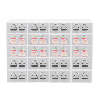 20 Pack Shoe Storage Box - Clear Plastic Shoe Organizerfor Closet Entryway - Thicken Stackable Shoe Rack - Functional Sneaker Containers, Toy Storage Organizer Bins, Easy to Assam